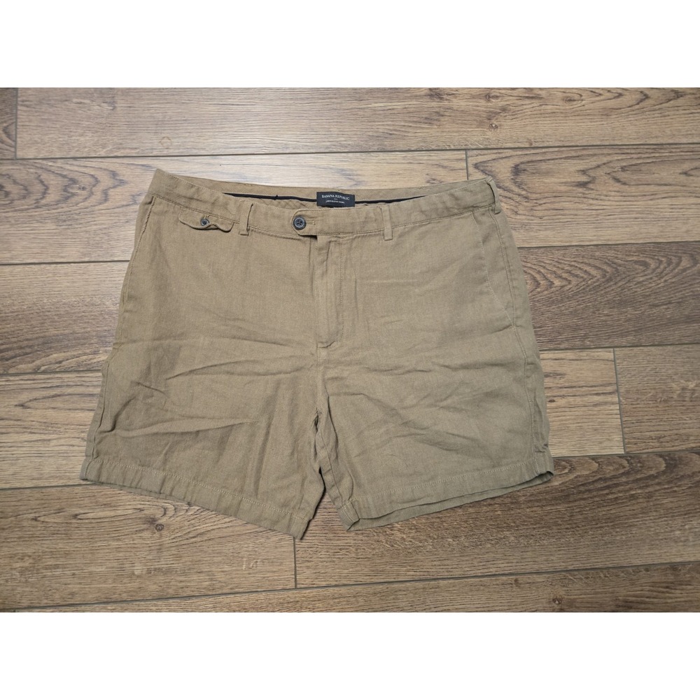 BANANA REPUBLIC Shorts Mens 38 Brown (Whiskey) Good Linen Blend 6" Chino Casual